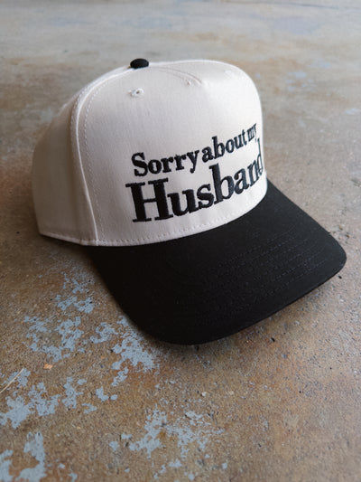 Sorry About My Husband Hat - Cream/Black