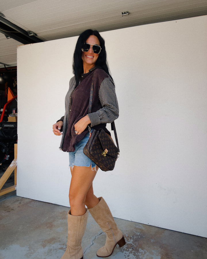 Fireside Distressed Flannel - Brown/Olive Multi