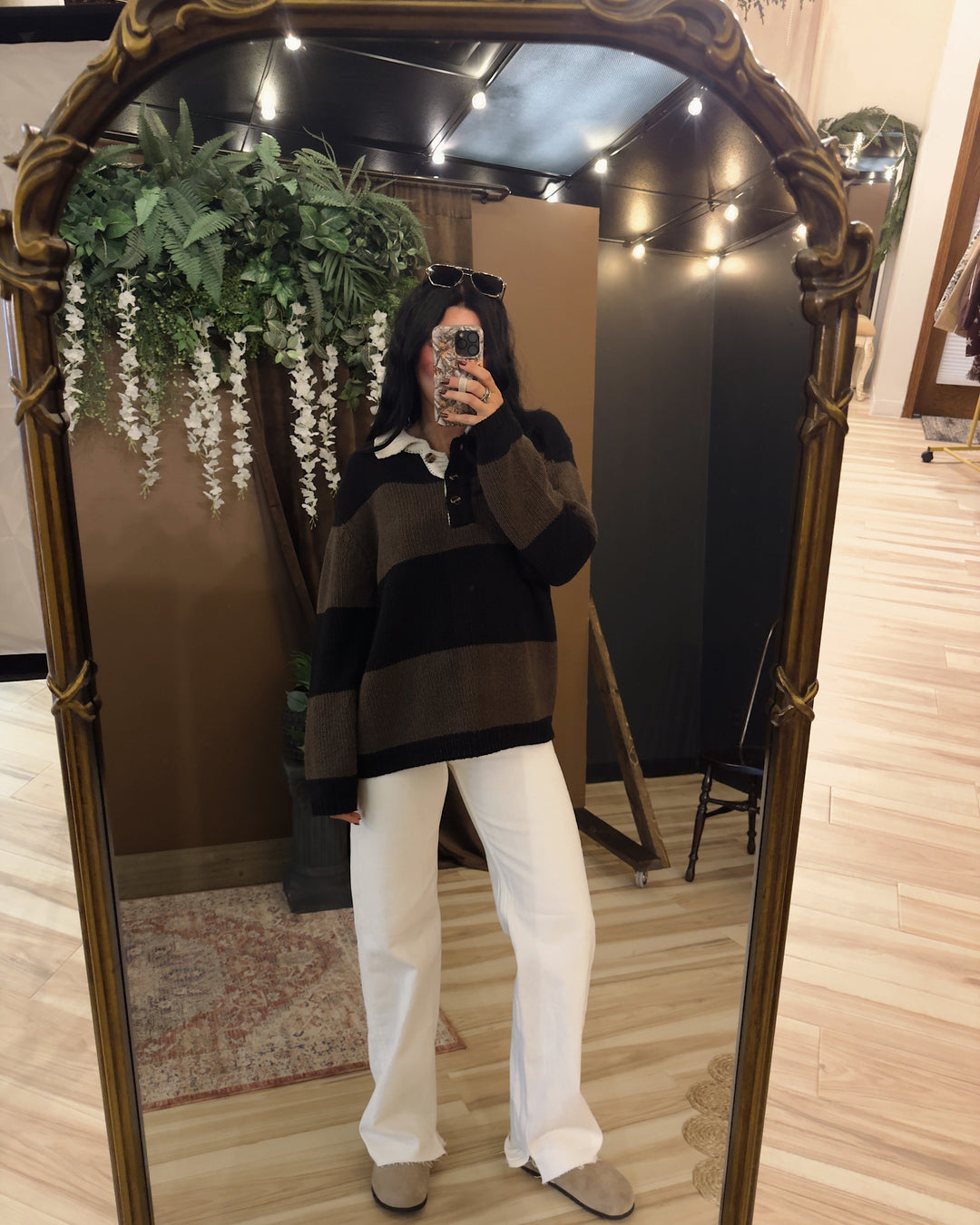 Macy Stripe Knit Sweater - Black/Brown