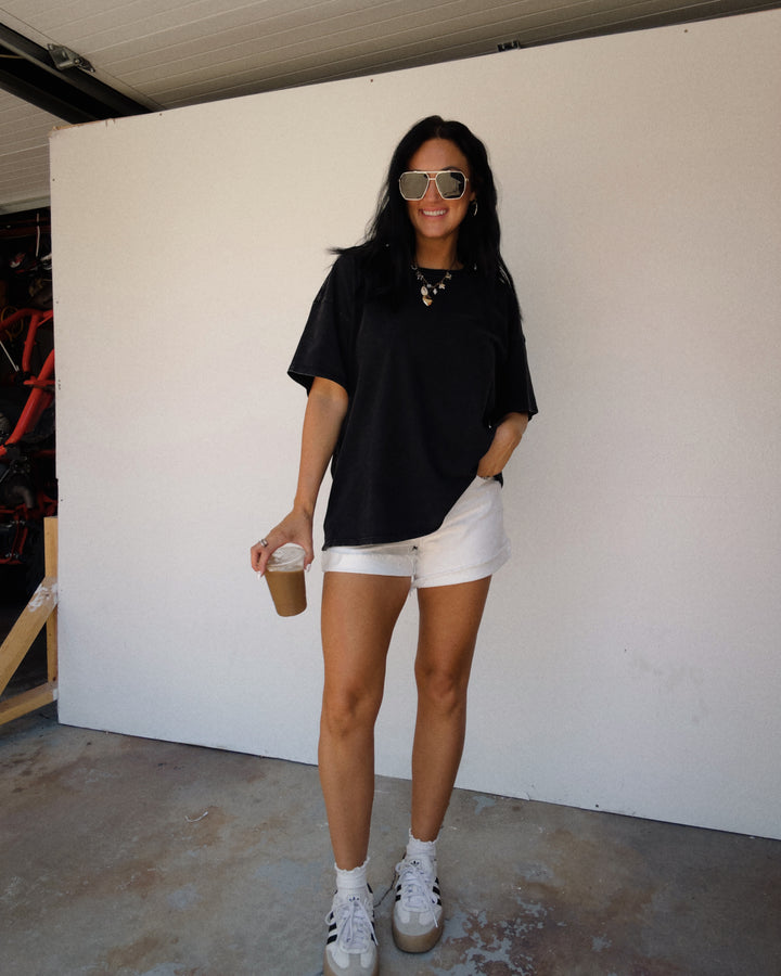 Everyday Washed Oversized Cotton Tee - Black