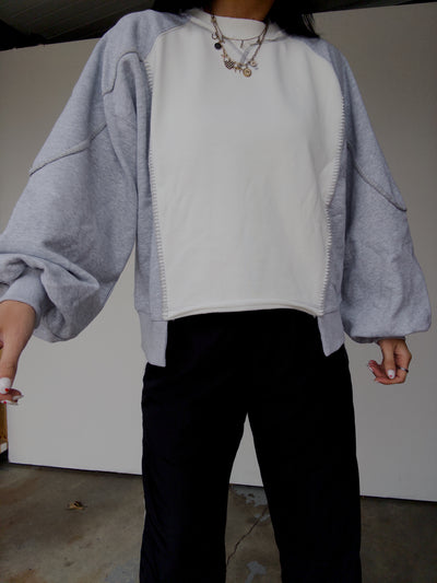 Nya Colorblock Sweatshirt - H.Grey/White