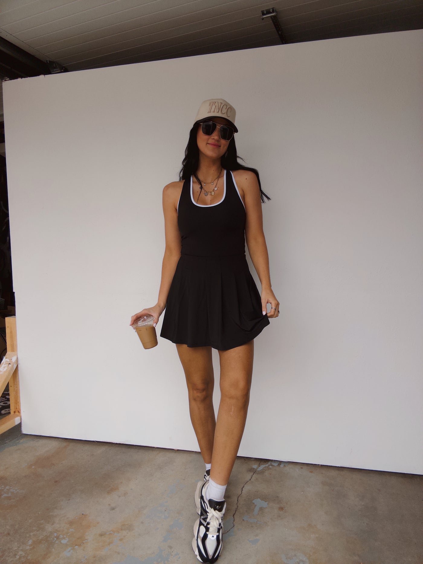 Criss Cross Athletic Dress - White/Black