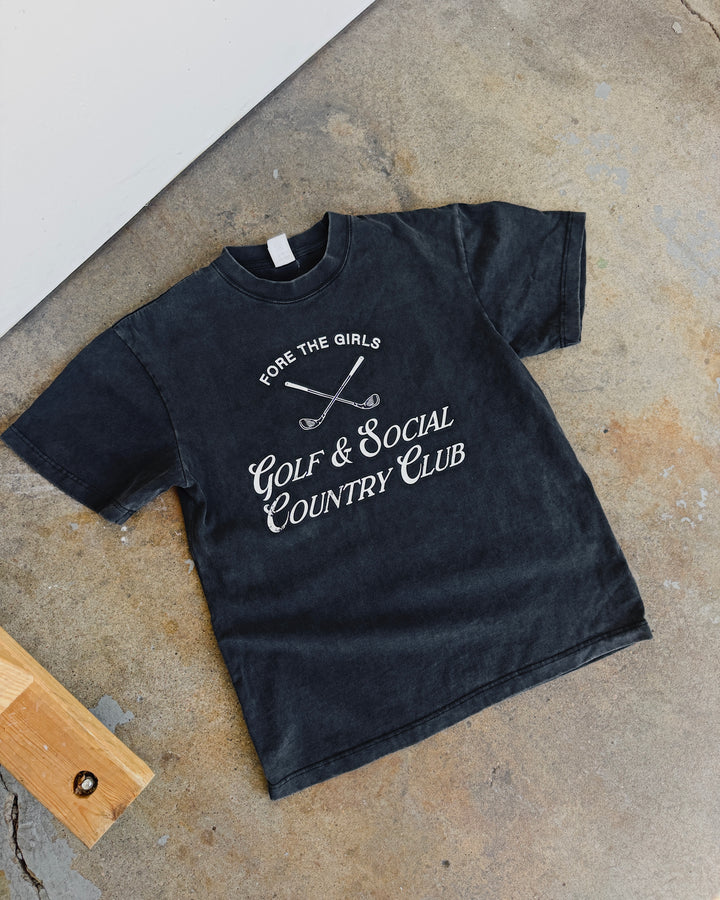 Fore The Girls Cotton Tee - Washed Black