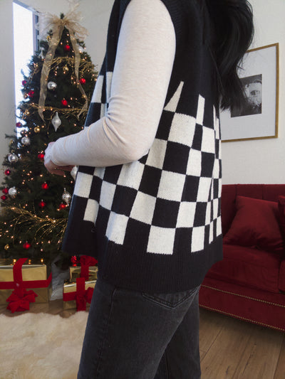 Oakes Checkered Vest - Black