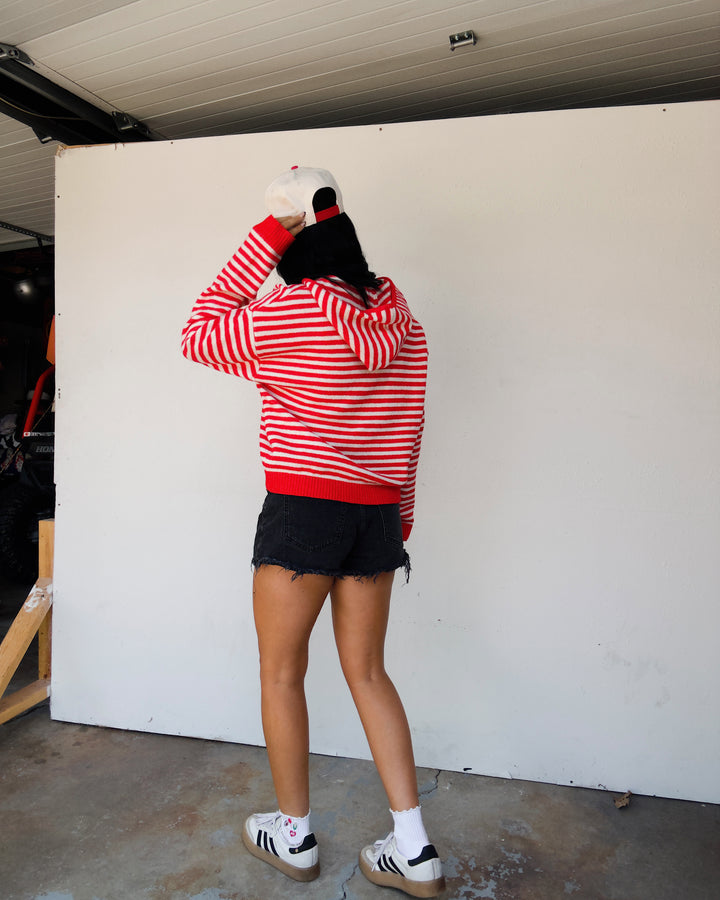 Cooper Striped Zip Jacket - Red/White