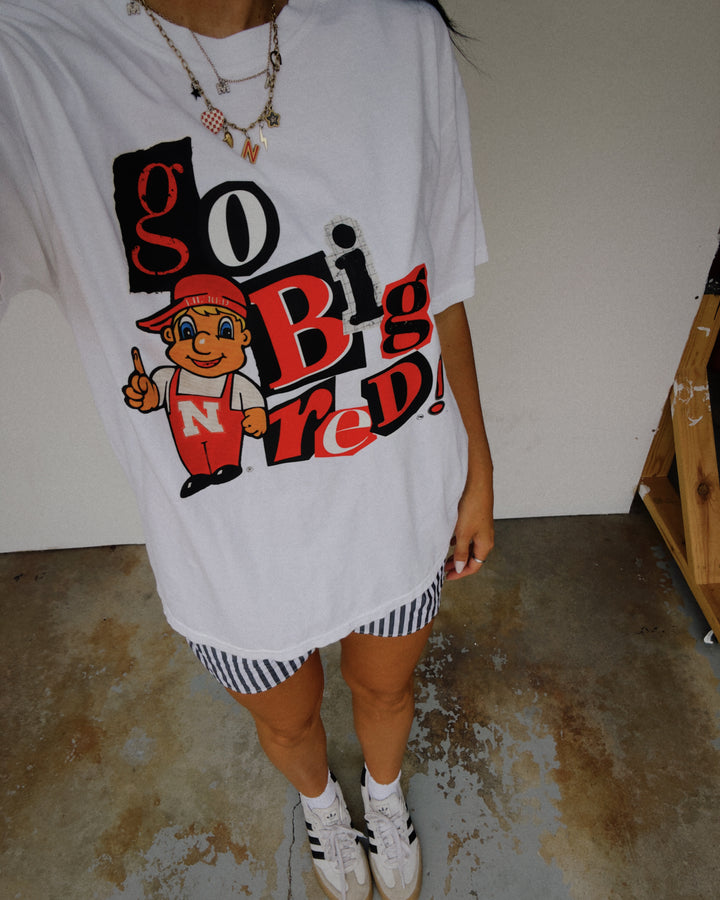 Go Big Red Mag Cut Out Cotton Tee - White