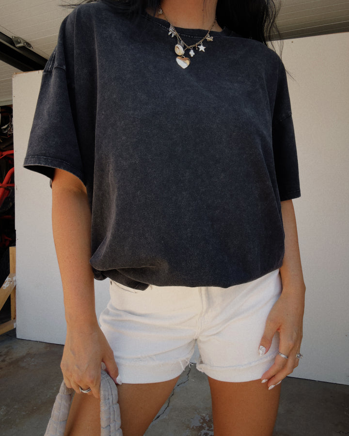 Everyday Washed Oversized Cotton Tee - Black