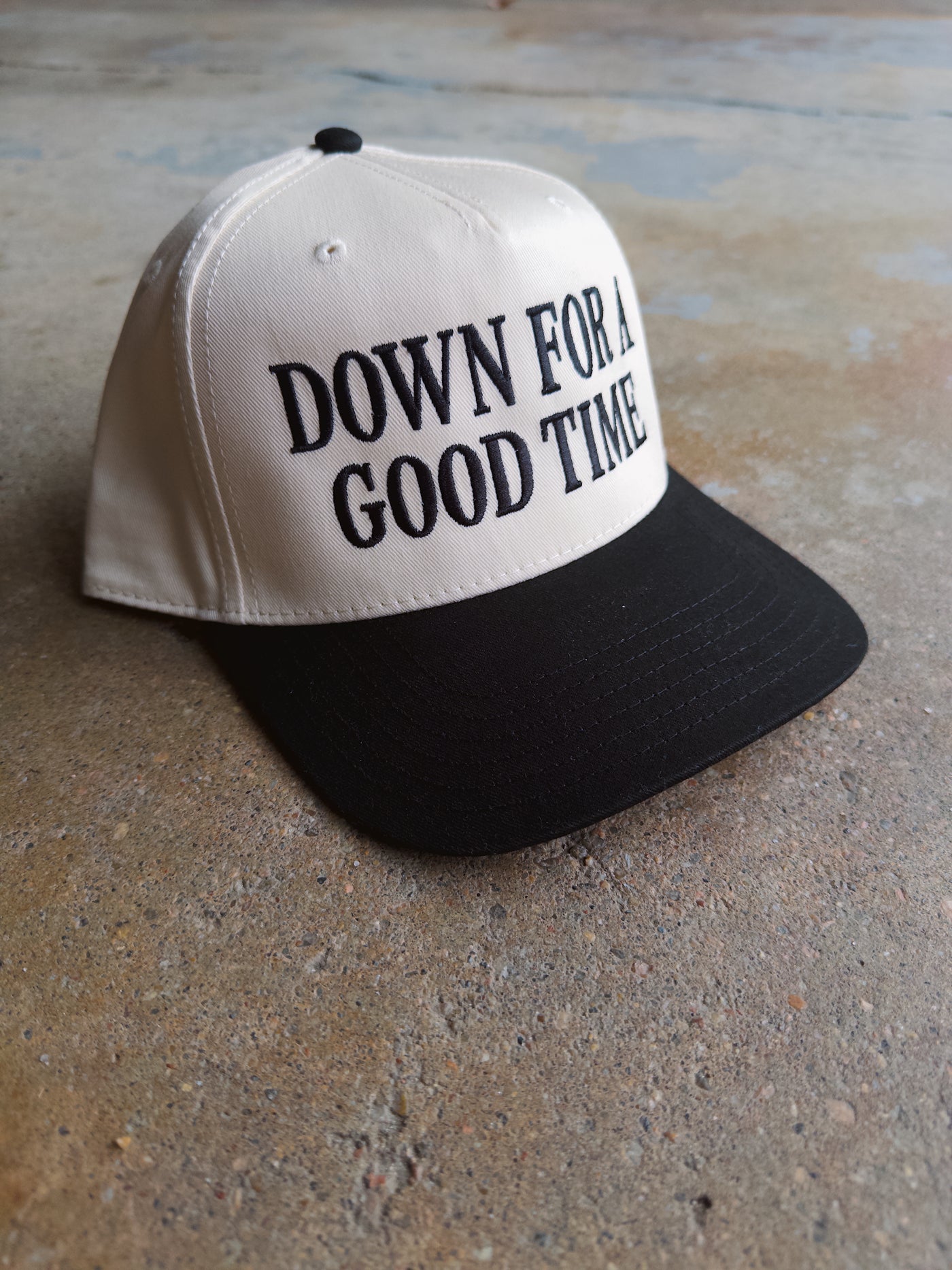 Down For A Good Time Hat - Cream/Black