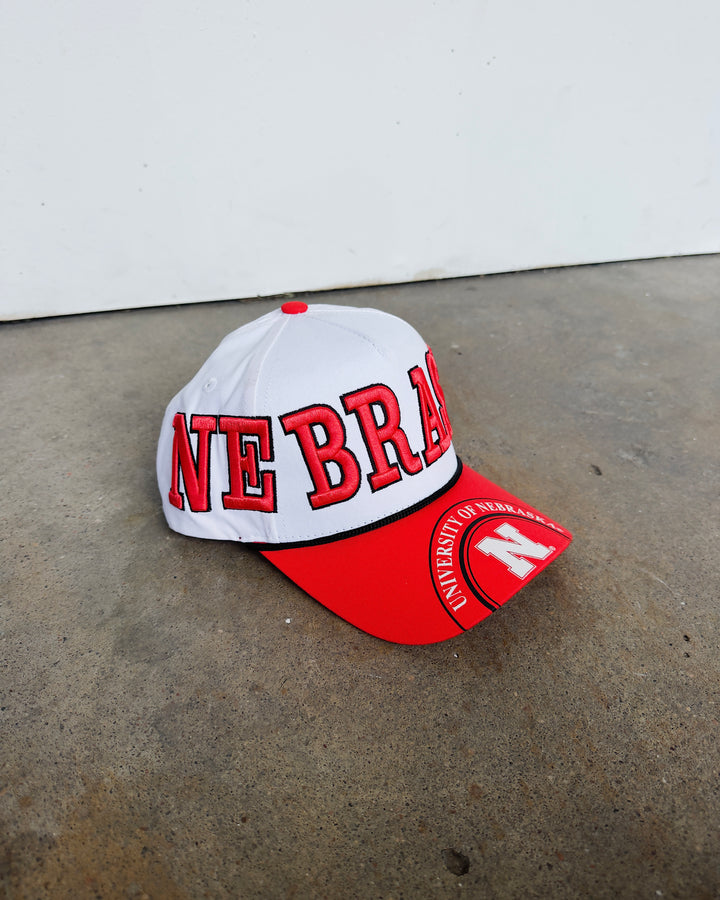 Nebraska Split Hat - White/Red