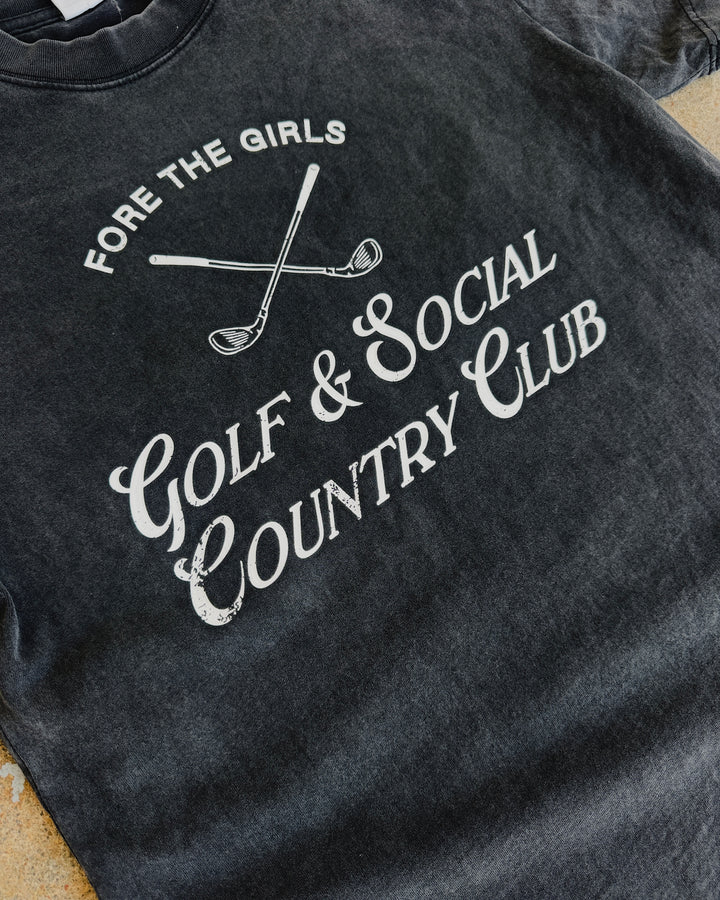 Fore The Girls Cotton Tee - Washed Black