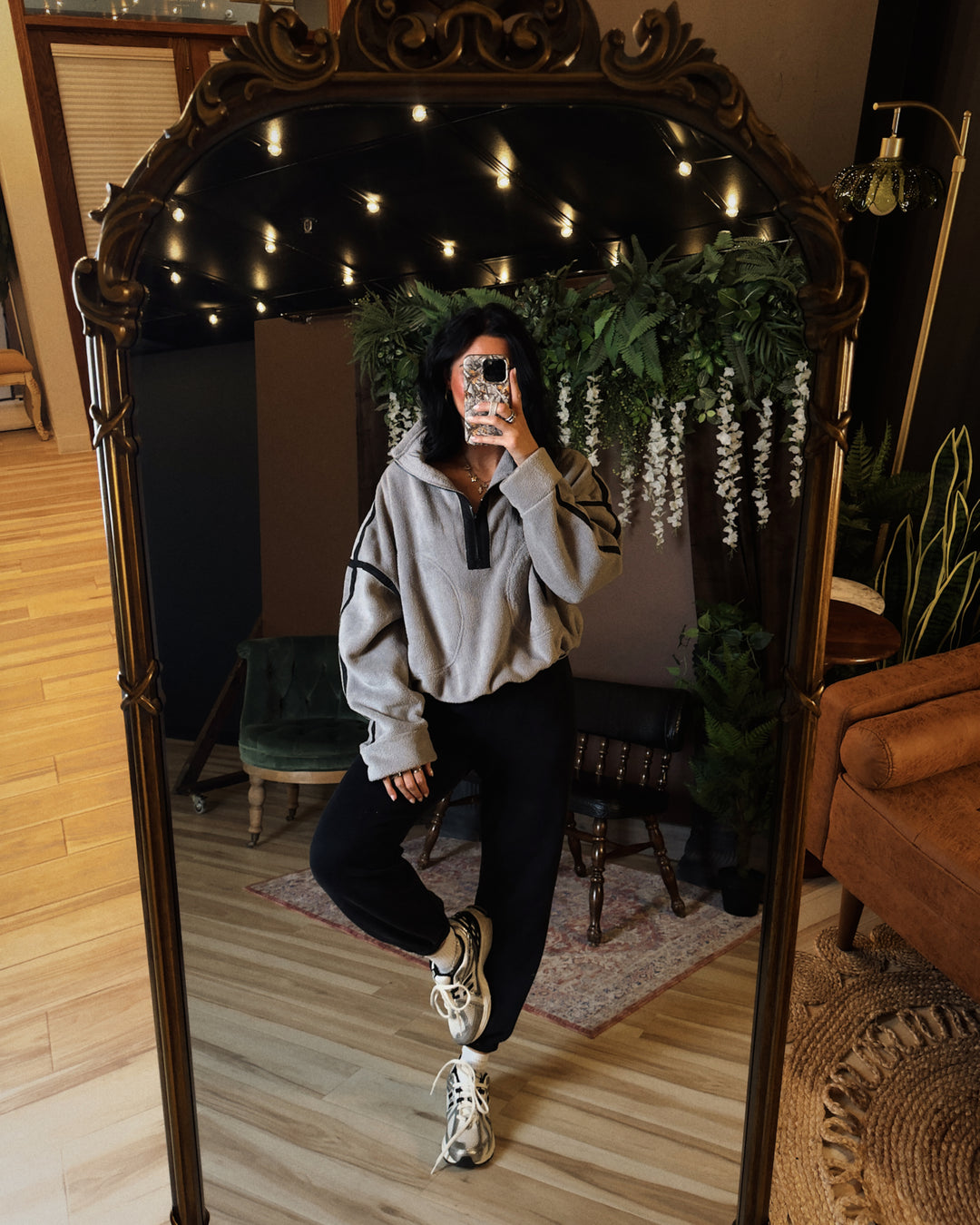 Cabin Cloud Half-Zip Sherpa - Ash Grey/Black