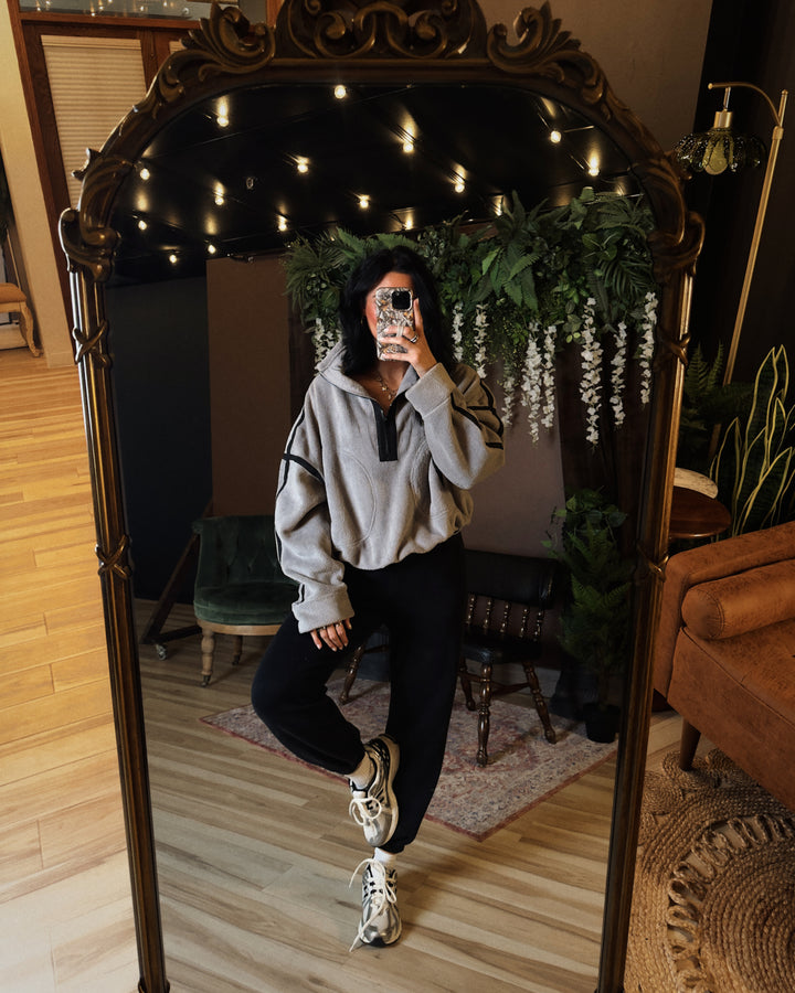 Cabin Cloud Half-Zip Sherpa - Ash Grey/Black