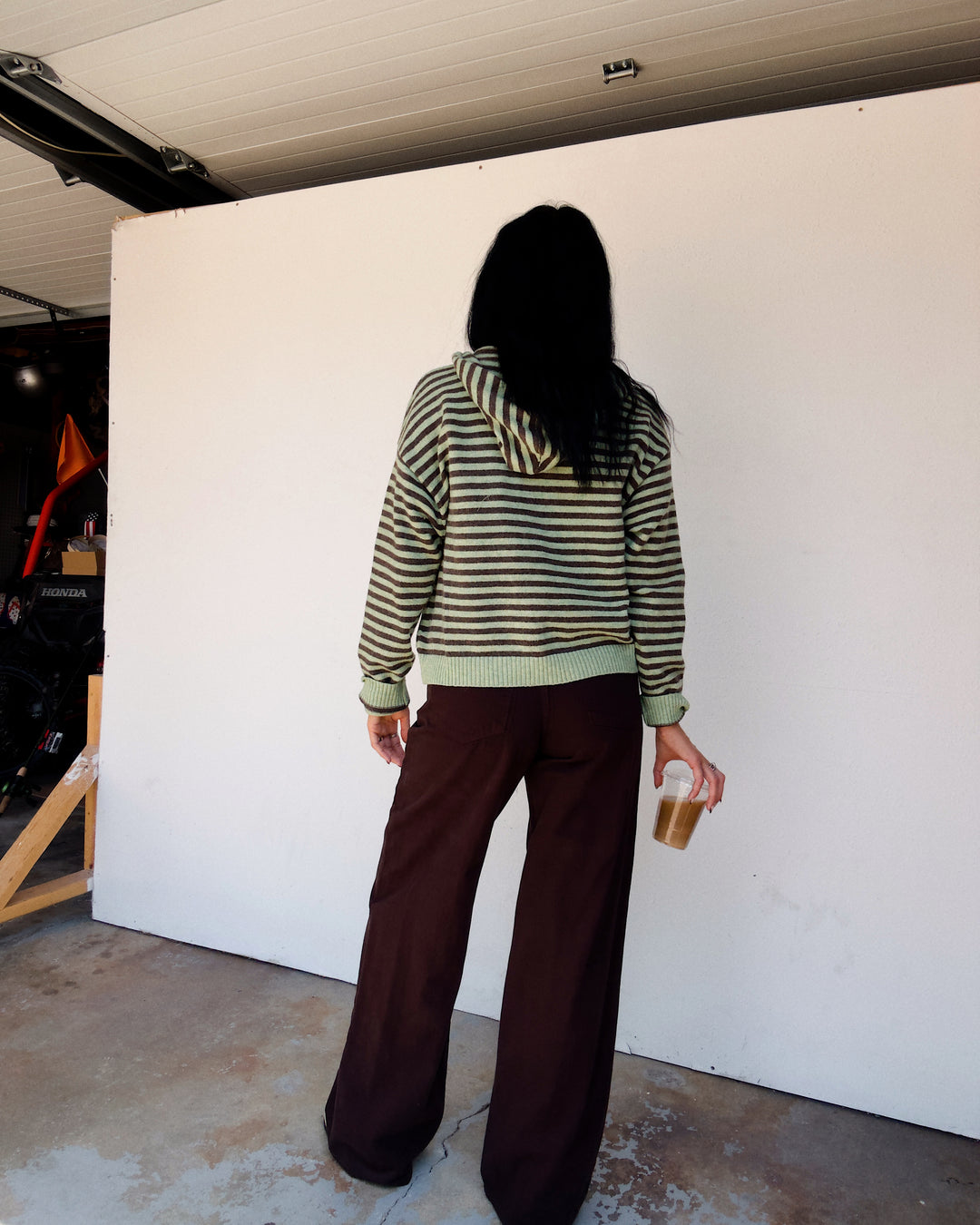 Cooper Striped Zip Jacket - Matcha/Brown