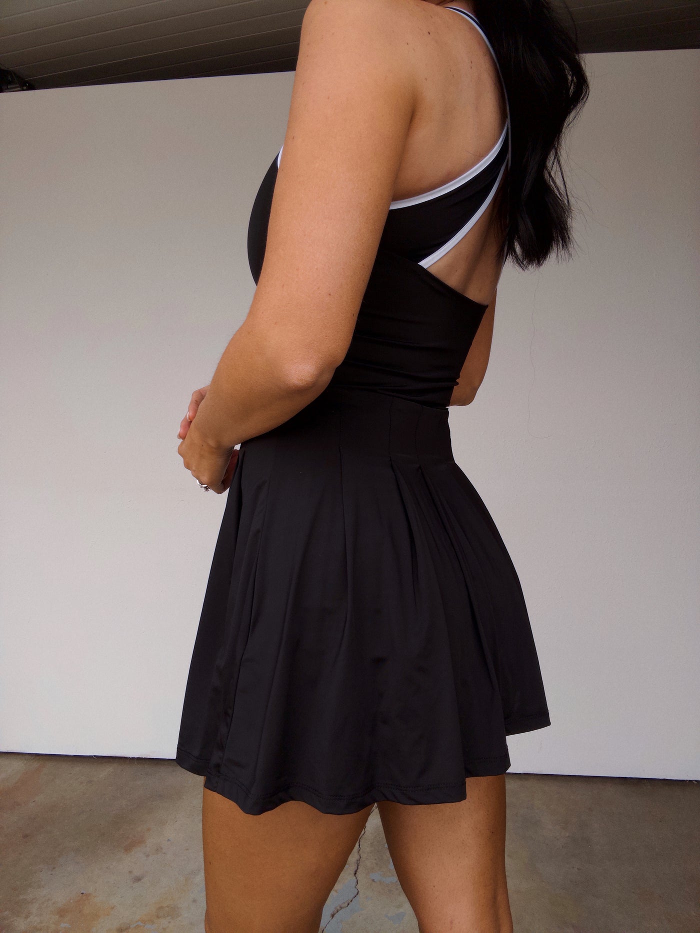 Criss Cross Athletic Dress - White/Black