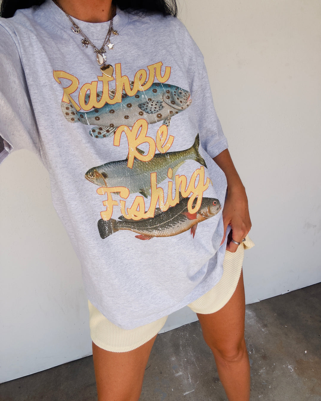 Rather Be Fishing Cotton Tee - Ash
