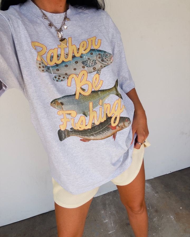 Rather Be Fishing Cotton Tee - Ash