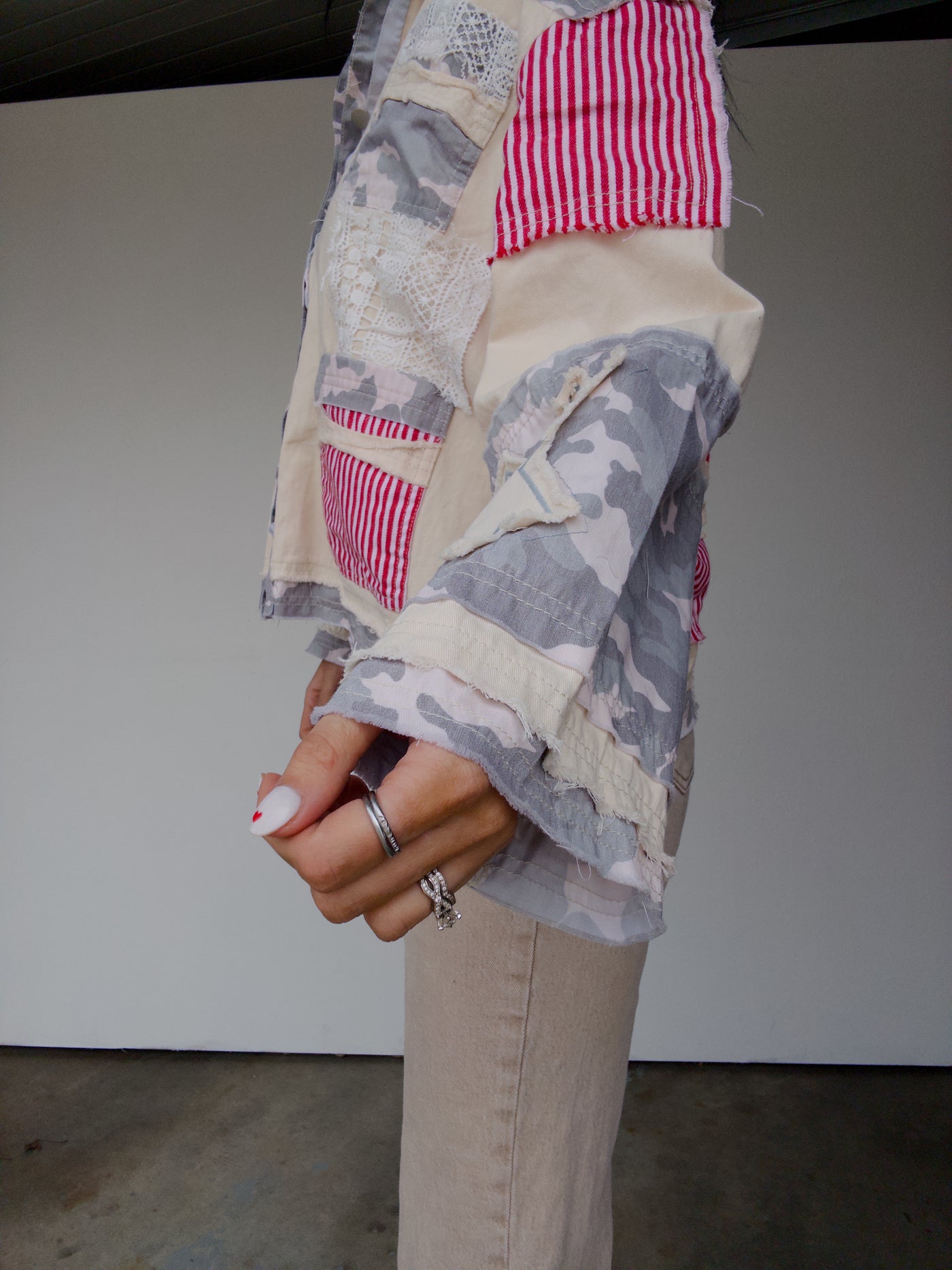 Vintage Washed Camo Jacket - Cream Multi