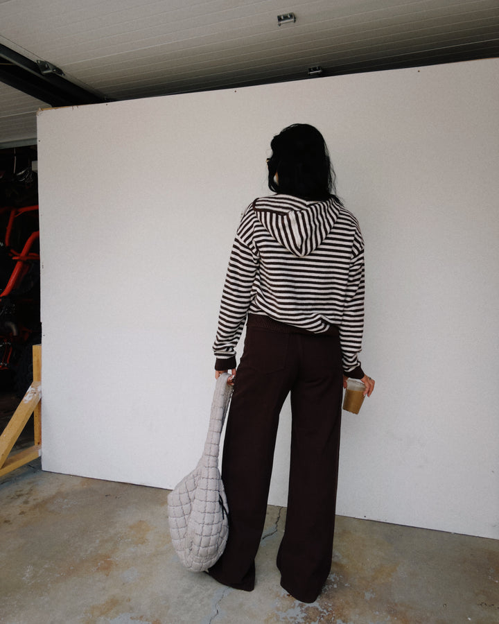 Cooper Striped Zip Jacket - Brown/Ivory