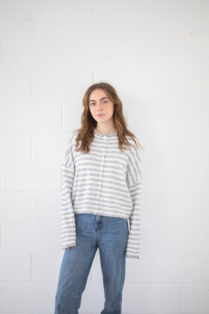 Piper Cardigan - Grey/White