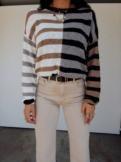 Long Weekend Striped Sweater - Black