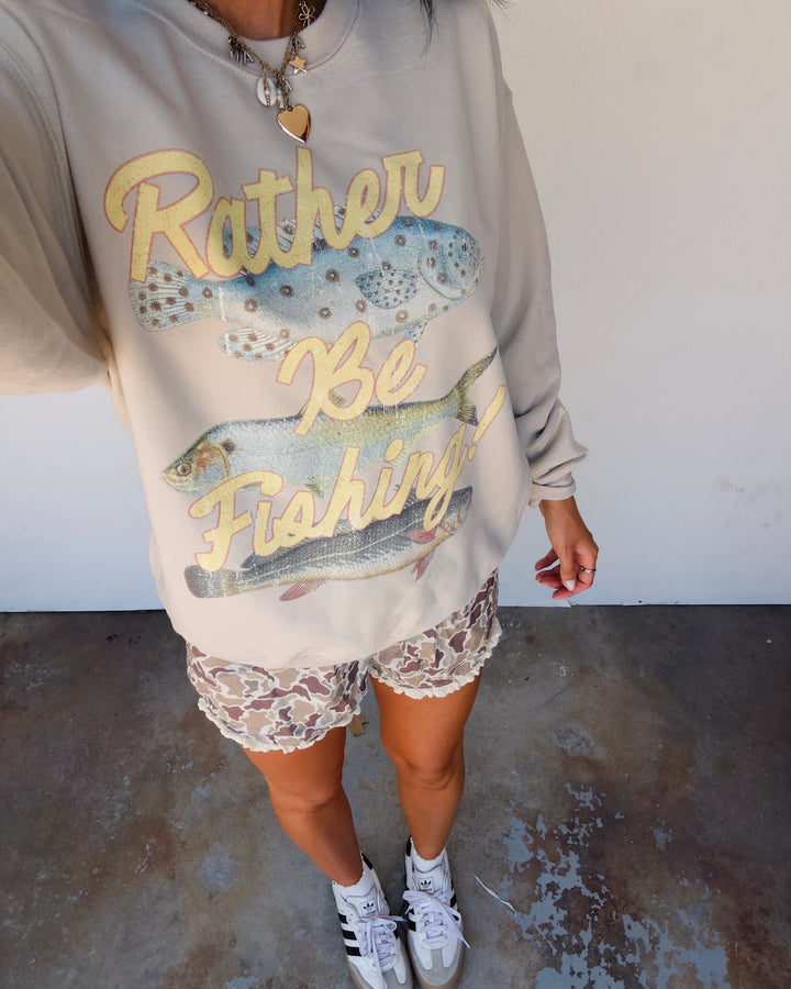 Rather Be Fishing Sweatshirt - Sand