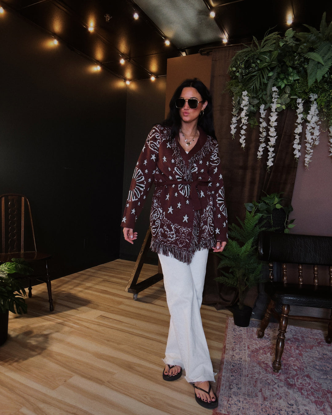 Free Spirit Fringe Cardigan - Burgundy