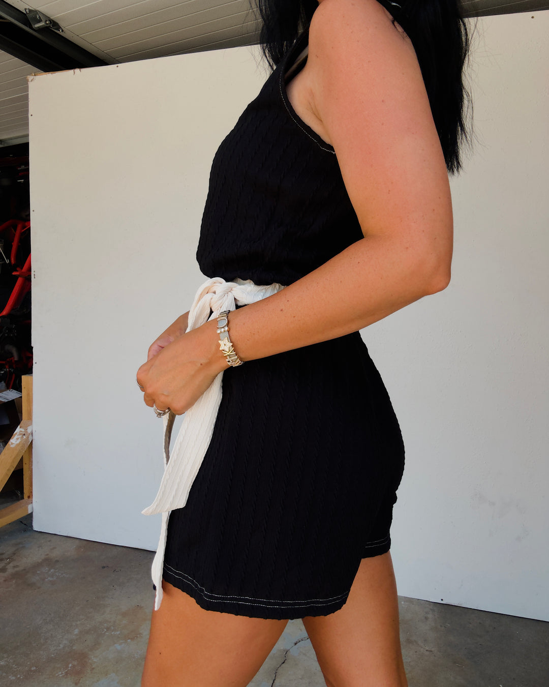 Sienna Wrap Romper - Black/Ivory