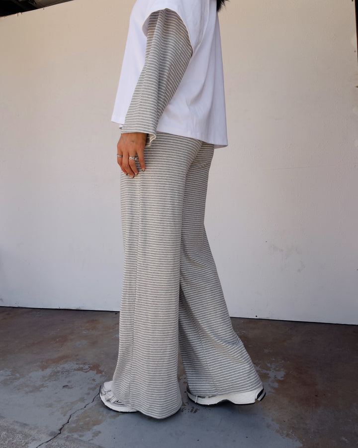 Jersey Striped Pants - Ash/White