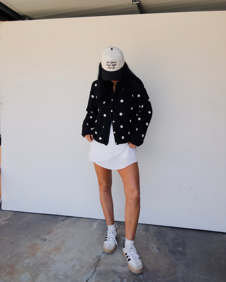 The Midnight Dot Cardigan - Black/White