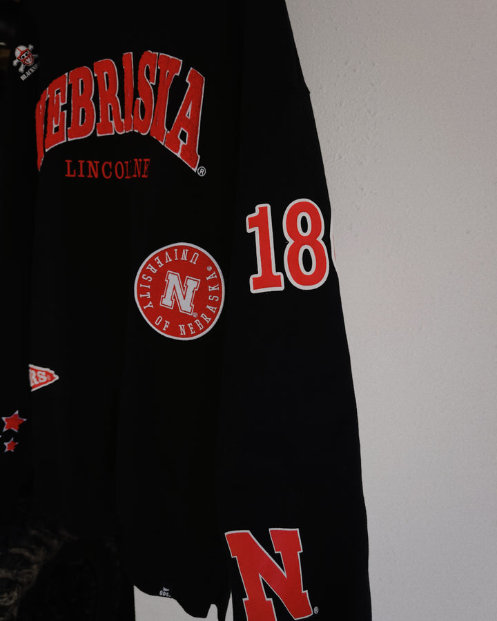 Nebraska All Over Scatter Mock Neck Sweatshirt - Black