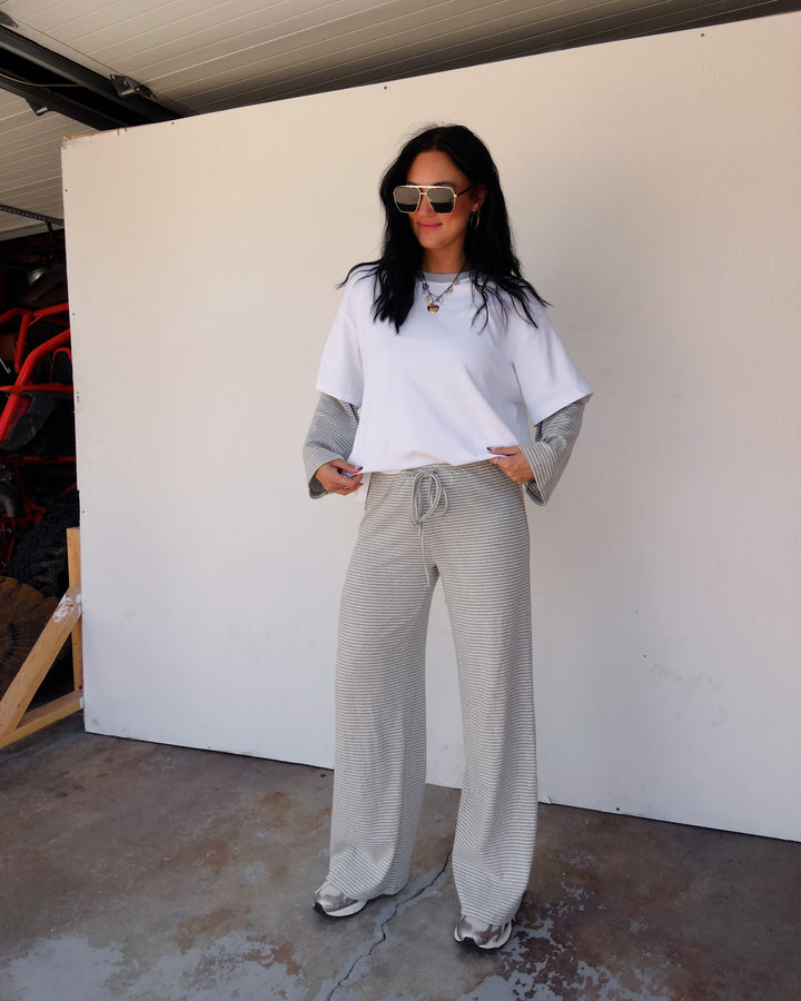 Jersey Striped Pants - Ash/White
