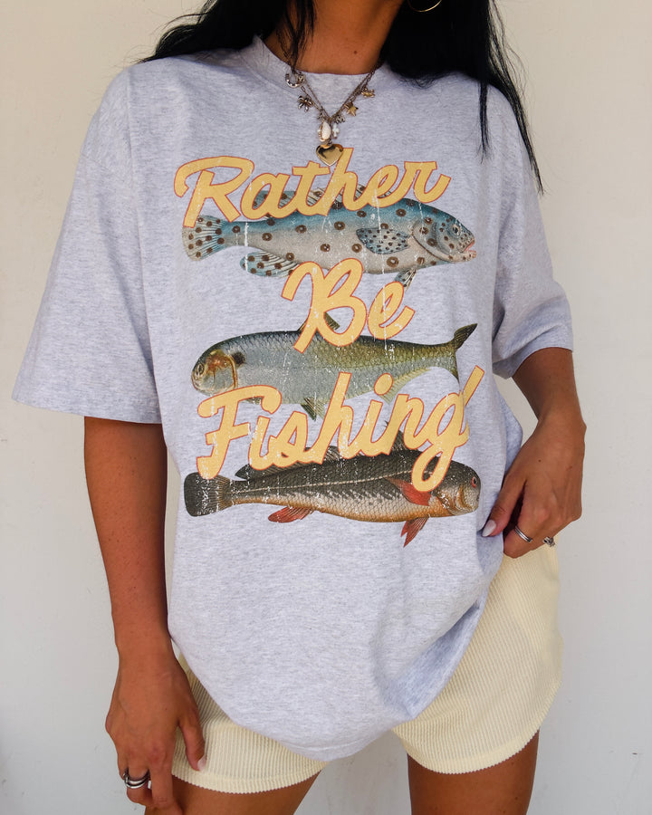 Rather Be Fishing Cotton Tee - Ash