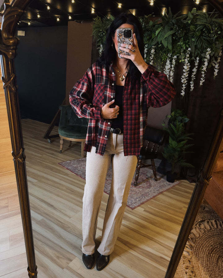 Kambrie Button Down Flannel - Red/Black