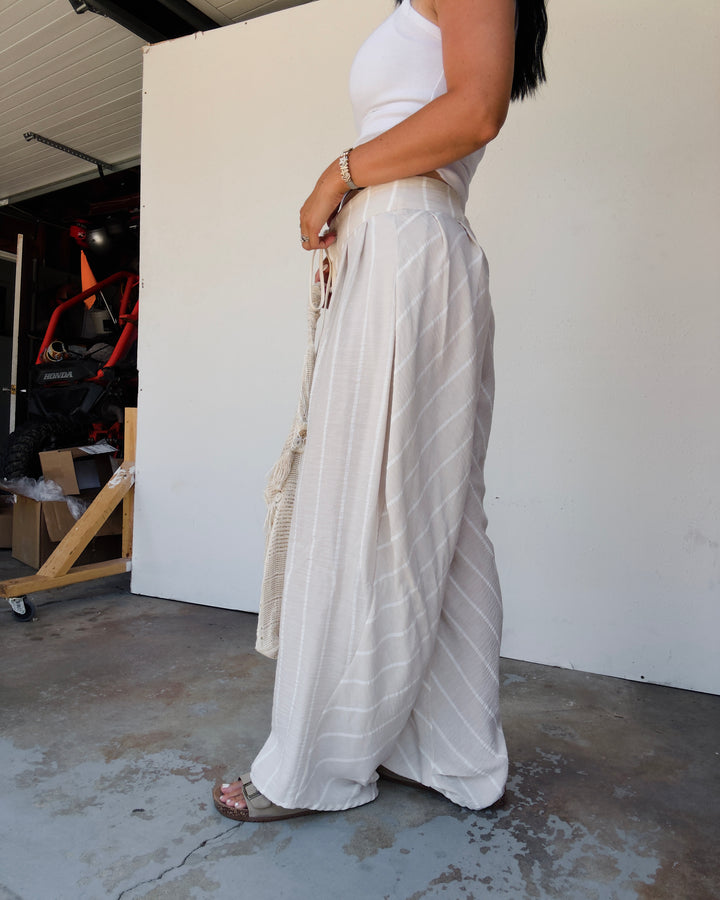 Shoreline Stripe Pants - Taupe