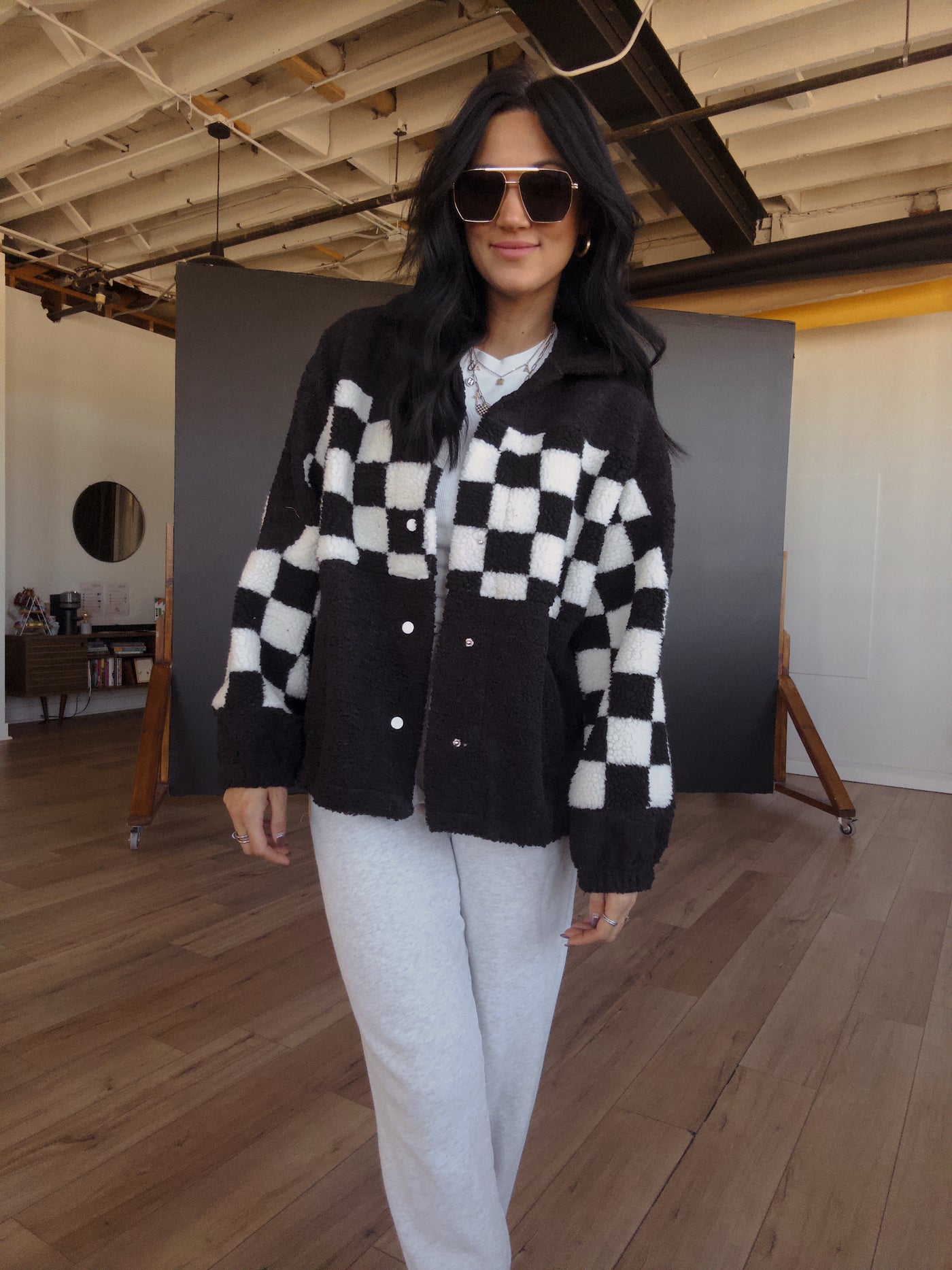 Cash Checkered Jacket - Black