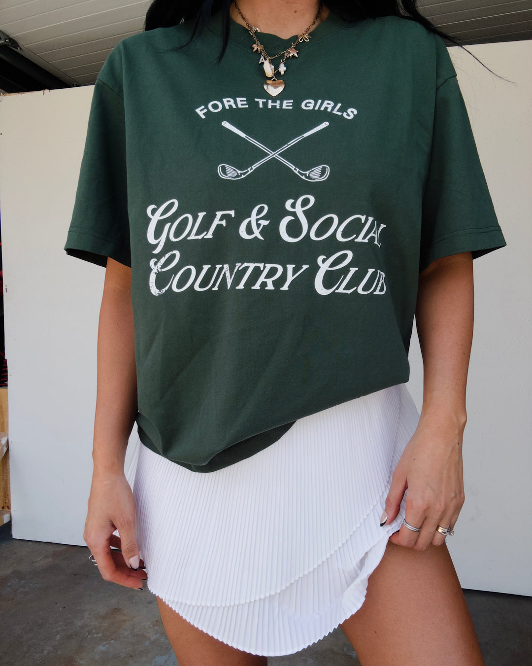 Fore The Girls Cotton Tee - Hunter Green