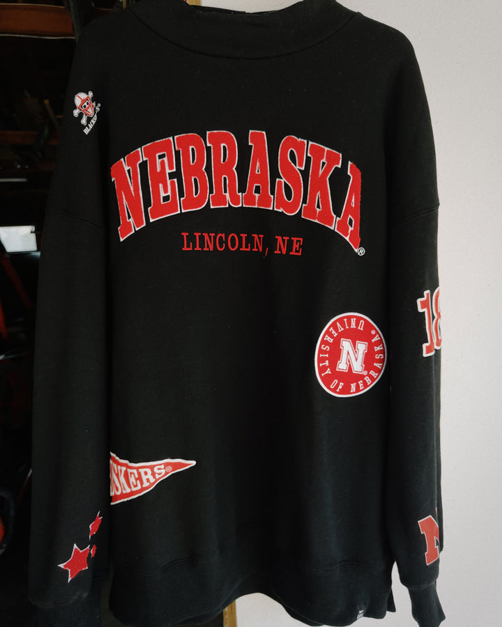 Nebraska All Over Scatter Mock Neck Sweatshirt - Black
