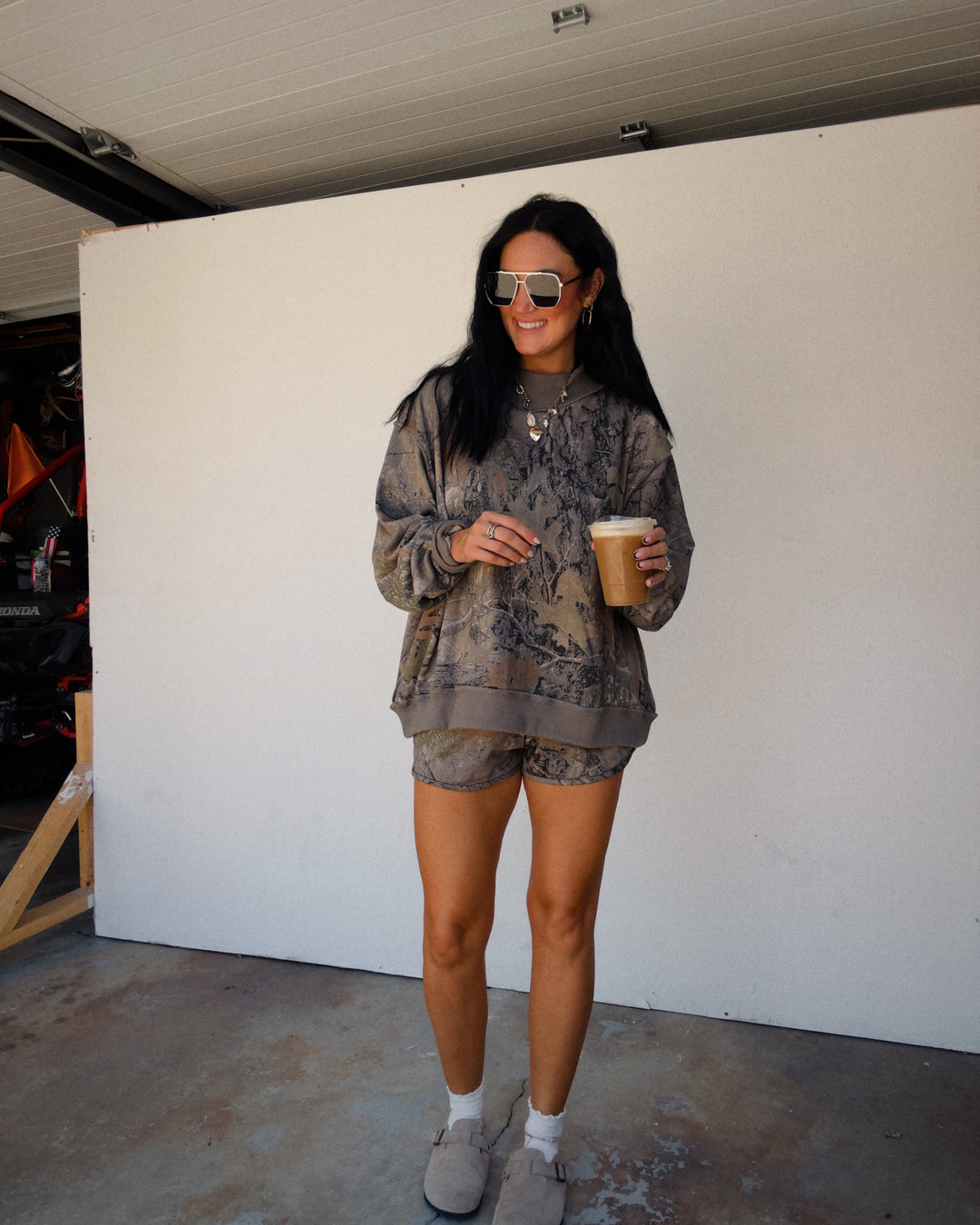 Camo Club Mock Neck Sweatshirt - Green Camo