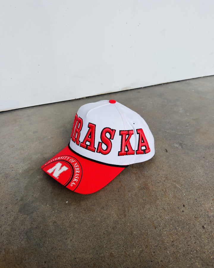 Nebraska Split Hat - White/Red
