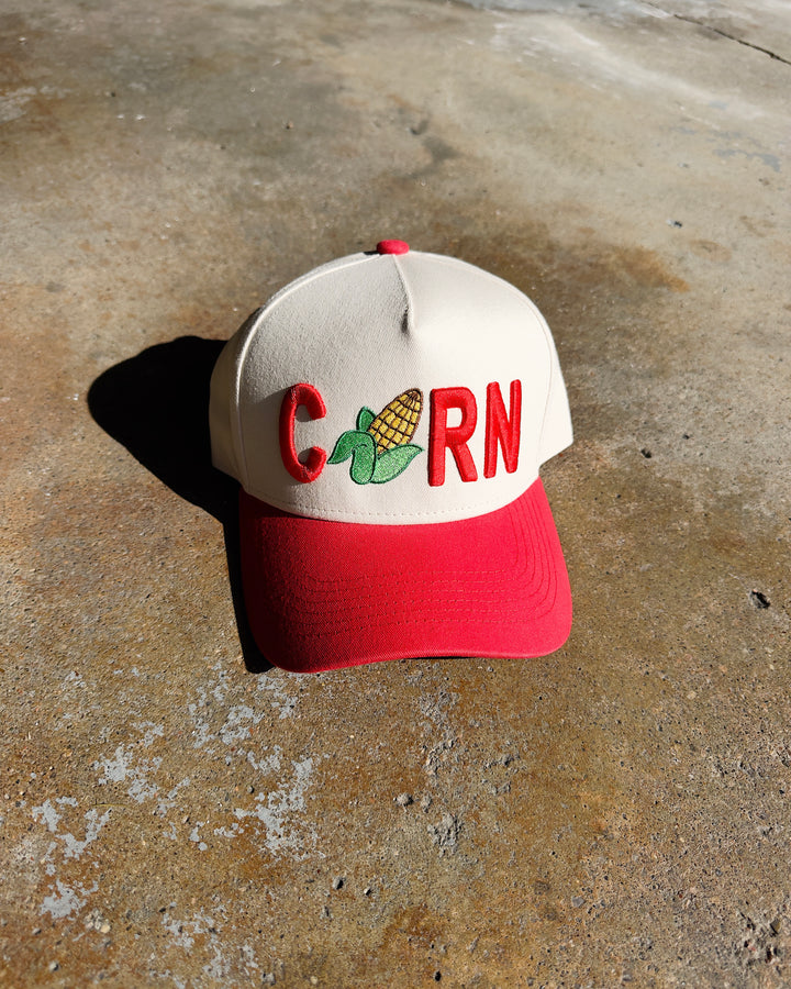 Corn Hat - Cream/Red