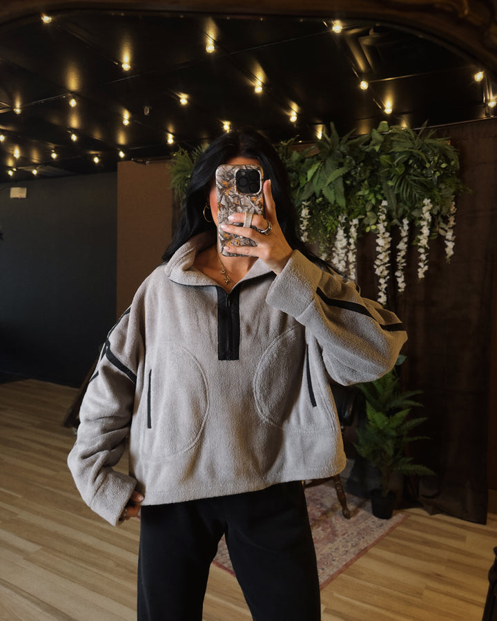 Cabin Cloud Half-Zip Sherpa - Ash Grey/Black