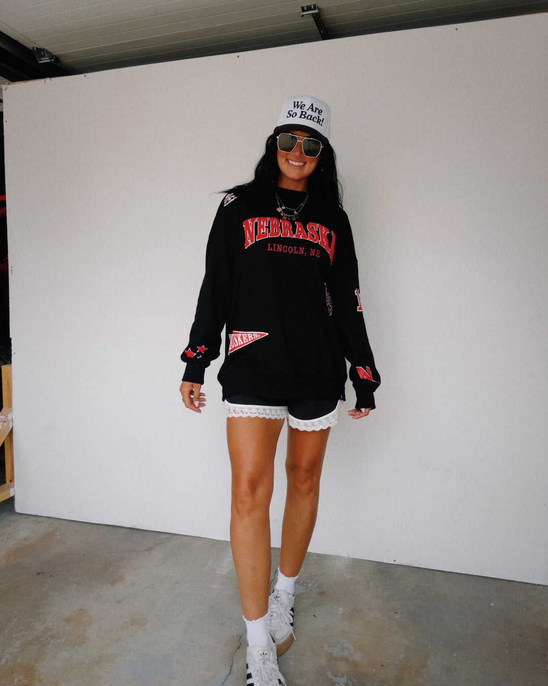 Nebraska All Over Scatter Mock Neck Sweatshirt - Black