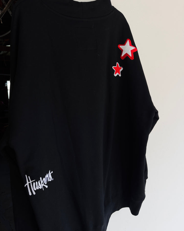 Nebraska All Over Scatter Mock Neck Sweatshirt - Black