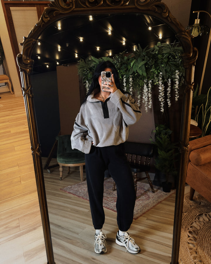 Cabin Cloud Half-Zip Sherpa - Ash Grey/Black