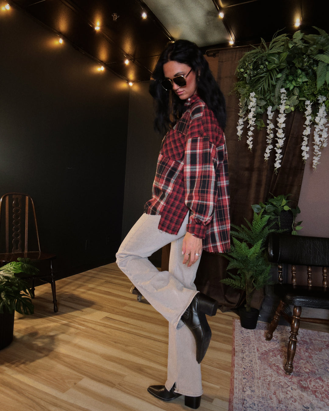 Kambrie Button Down Flannel - Red/Black