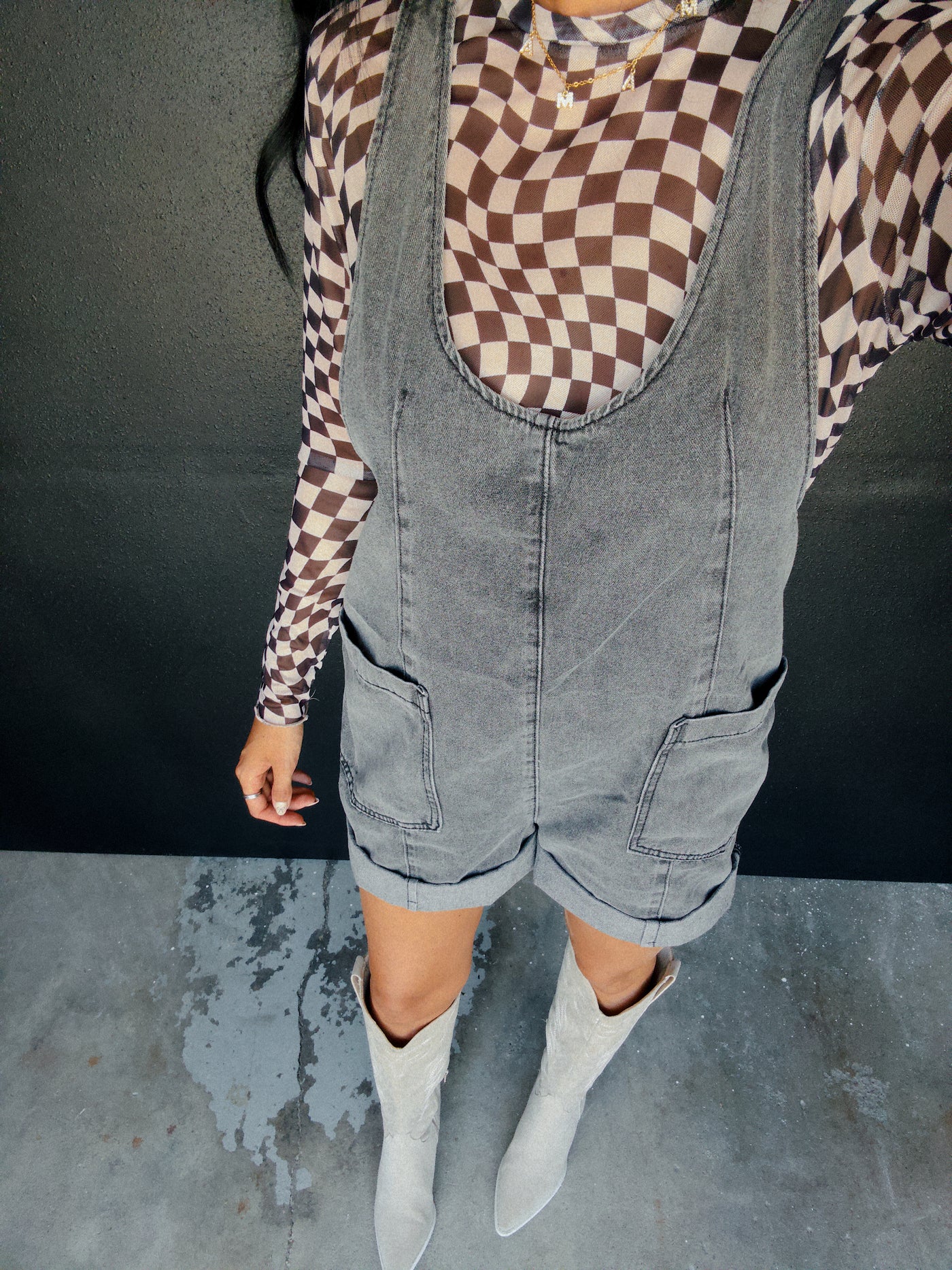 Broadway Denim Shortall - Charcoal