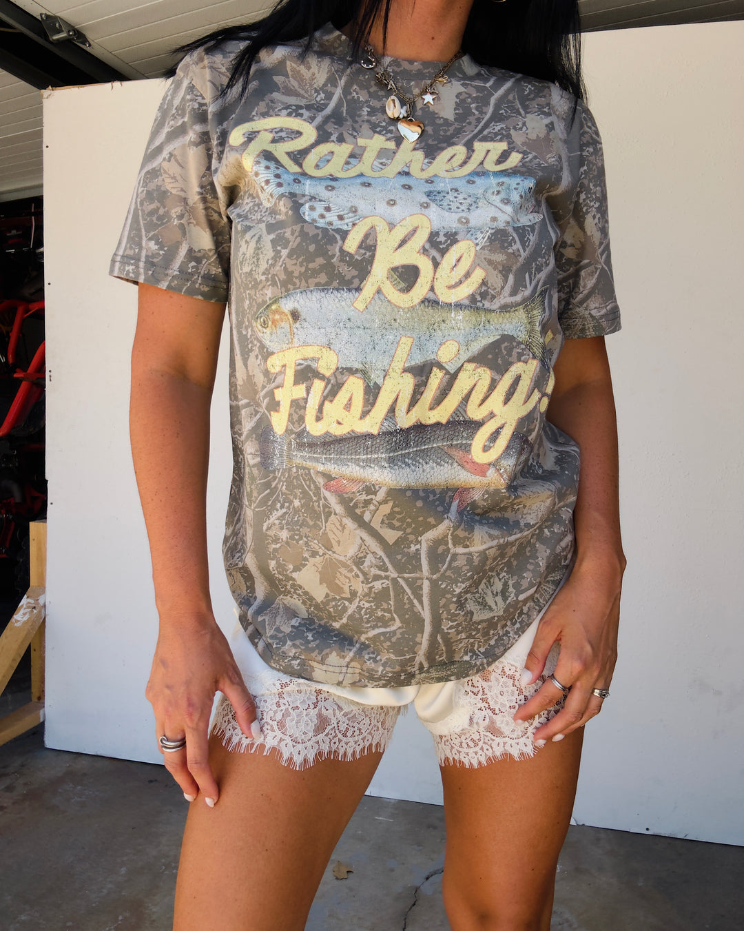 Rather Be Fishing Cotton Tee - Camo