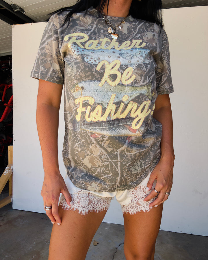 Rather Be Fishing Cotton Tee - Camo
