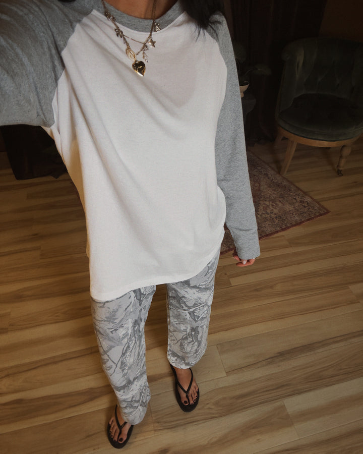 Everyday Raglan Long Sleeve - Ash/White