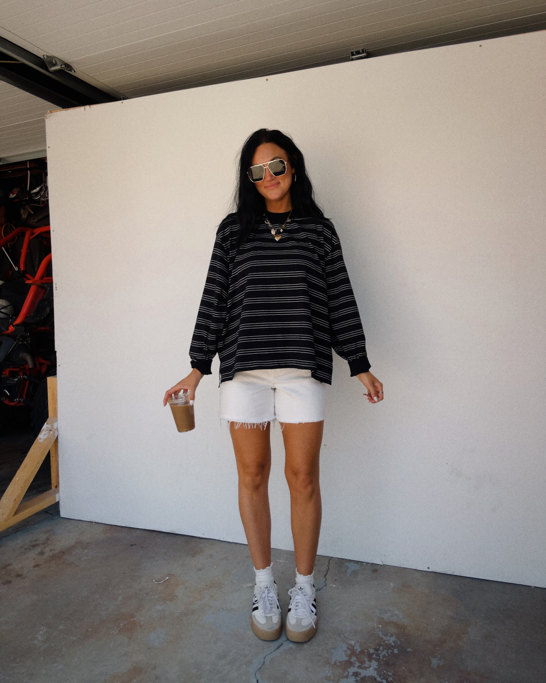 Off-Duty Striped Long Sleeve - Black/White